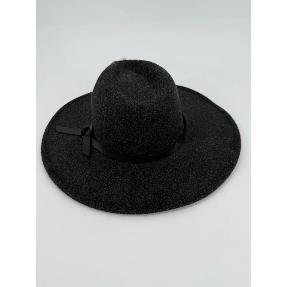 Treasure & Bond Wide Brim Wool Blend Fedora Hat | Charcoal | One Size